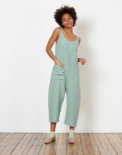 Ilana Kohn Linen Jumpsuit in Jade Green 