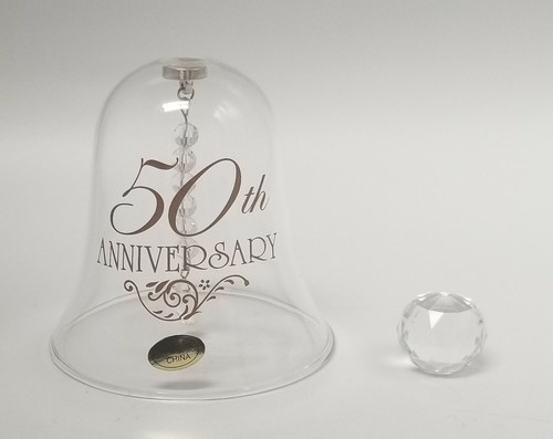 50th wedding anniversary glass bell crystal clear ball engraved- as is - Picture 7 of 12