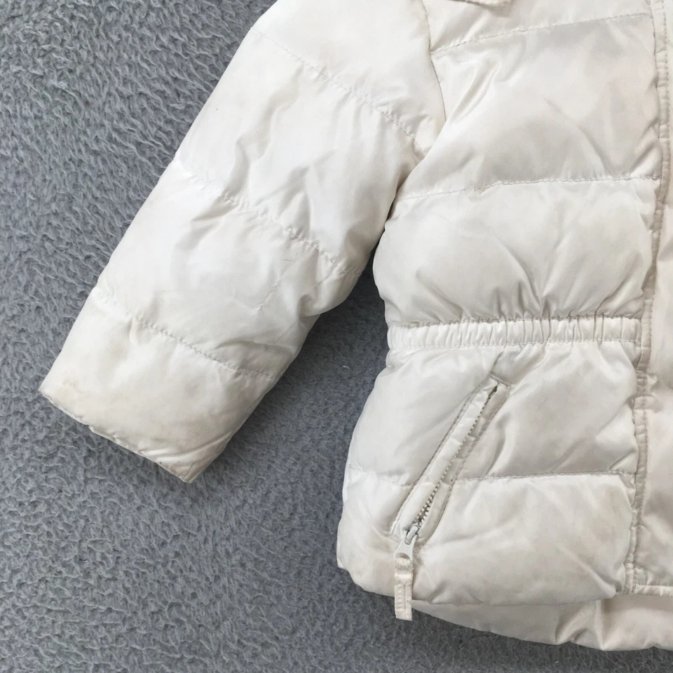GAP Puffer Chaqueta Niño Pequeño 4 Blanco Esquí Manga Larga Cremallera Completa Con Capucha Cremallera Bolsillo Foto 3 de 4