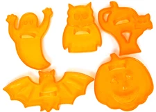 Halloween Plastic Cookie Cutters Clear Orange Bat Cat Owl Ghost 5 Lot Amscam G