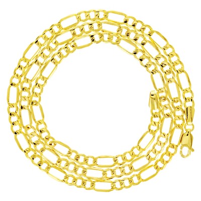 Italian 10k Yellow Gold Semi-Solid Figaro Chain Necklace 22'' 4.3mm 5.2 grams