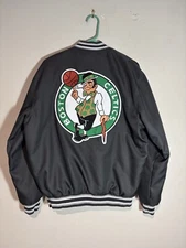 JH Design NBA Boston Celtics Poly Twill Jacket Embroidered Patch Logos Sz M