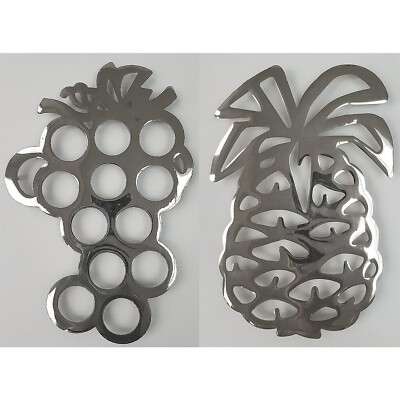 Ananas & Weintrauben Untersetzer versilbert Küche Vintage Karavelle Deko
