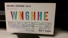 amateur ham radio QSL postcard WN6HHE David F. Knowlton 1971 Redlands California