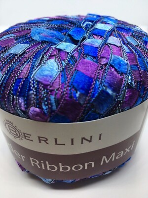 Berlini Ladder Ribbon Maxi Yarn #160 Blue Iris 50gr 98yds Blues Purple
