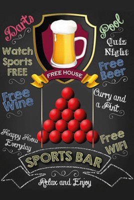 Holzschild 18x12 sports bar Free WIFI free Beer Wand Deko Bar Kneipe Sammler Ges