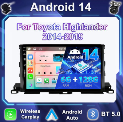 Android 14 For Toyota Highlander 2014-2019 Car Stereo Radio GPS Navi CarPlay DSP