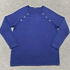 J. Mclaughlin Sweater Womens Large Blue Angora Wool Blend Bateau Neck Cozy Comfy