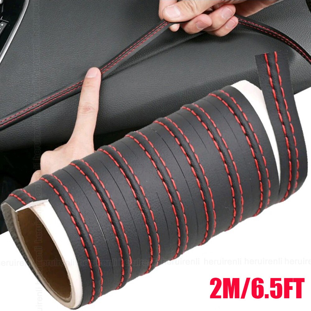 2m Car Dashboard Decor Line Strip Sticker Moulding Trim PU Leather Accessories