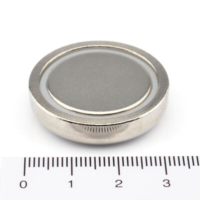 1 POWER NEODYM FLACHGREIFER D32x8 MM TOPF MAGNET SUPER STARKE HAFT 35 KG