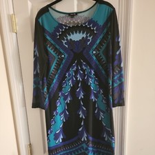 Forever Woman  misses Dress Polyester Spandex Bold Print  xl blue green black
