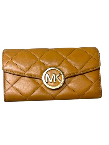 Michael Kors Women's Buttery Soft Leather Quilted Anagram Tan Wallet AP-1212