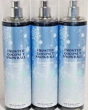 Bath & Body  Works FROSTED COCONUT SNOWBALL Fragrance Mist 8 fl. oz. Lot of 3