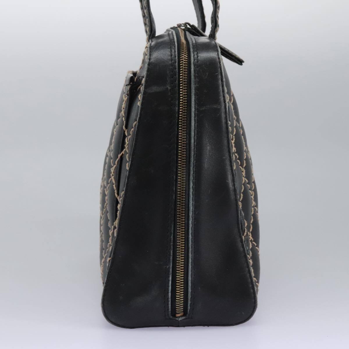 CHANEL Wild Stitch Hand Bag Leather Black CC Auth 54178 | eBay