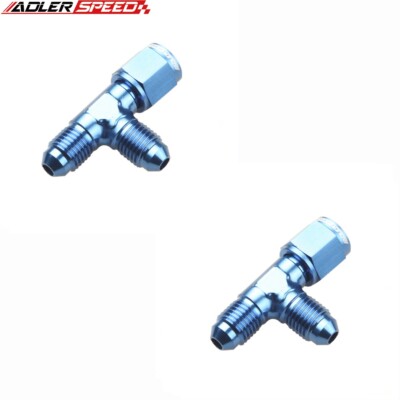 US SHIP 2PCS AN-3 AN3 to 3AN Male To AN3 Female Tee T Piece Fitting Adapter Blue