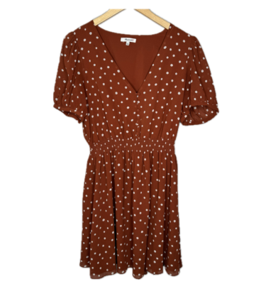 Madewell Smocked Waist Mini Dress Womens L Inkspot Polka Dots Orange Vneck L3392 | eBay Madewell Smocked Waist Mini Dress Womens L Inkspot Polka Dots Orange Vneck L3392 | eBay