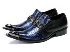 Mens Metal Toe Leather Party Dress Leather Club Pointed Toe Formal Shoes Retro