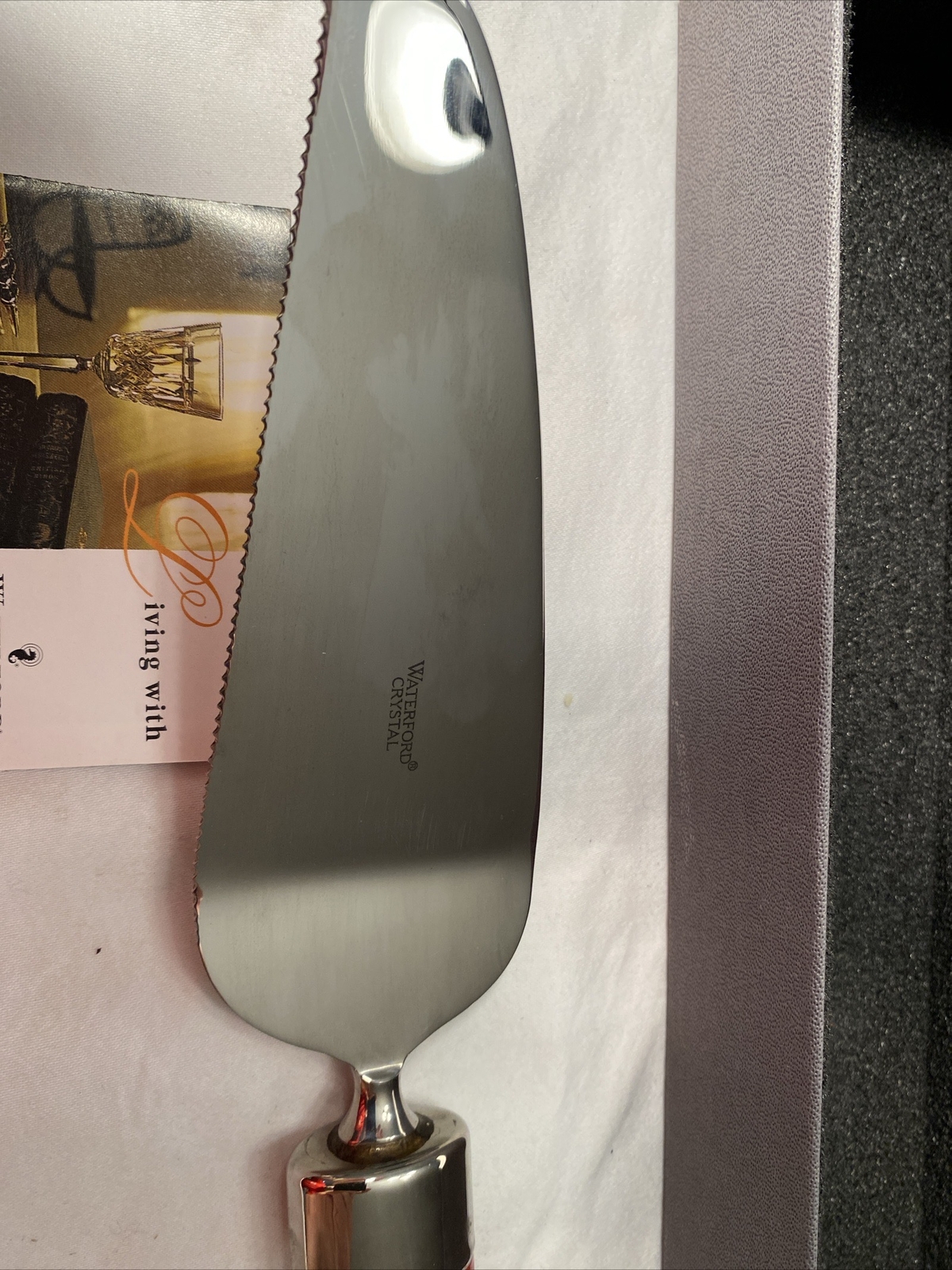 Waterford Crystal Offset Cake Pie Knife Server Serrated Edge Box