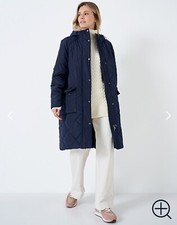 Crew Clothing Zoe Diamond Puffer Coat Navy 12
