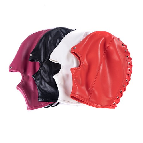 Adult unisex PU Leather Gimp Head Harness Headgear full Hooded Mask club Cosplay - Picture 3 of 12