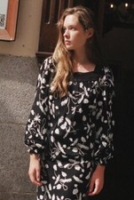 NEW Sonmer Spain Silvia Dress Black & White Print Midi Medium