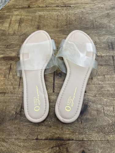 MK Olivia Jaymes Flat Tan Womens Slip On Sandals Size 10