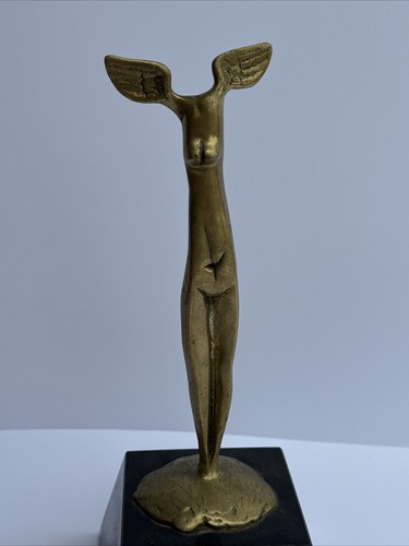 MID CENTURY MODERN SCULPTURE NUDE WOMAN ANGEL WINGS LIMITED BRASS BRONZE METAL - Picture 14 of 17