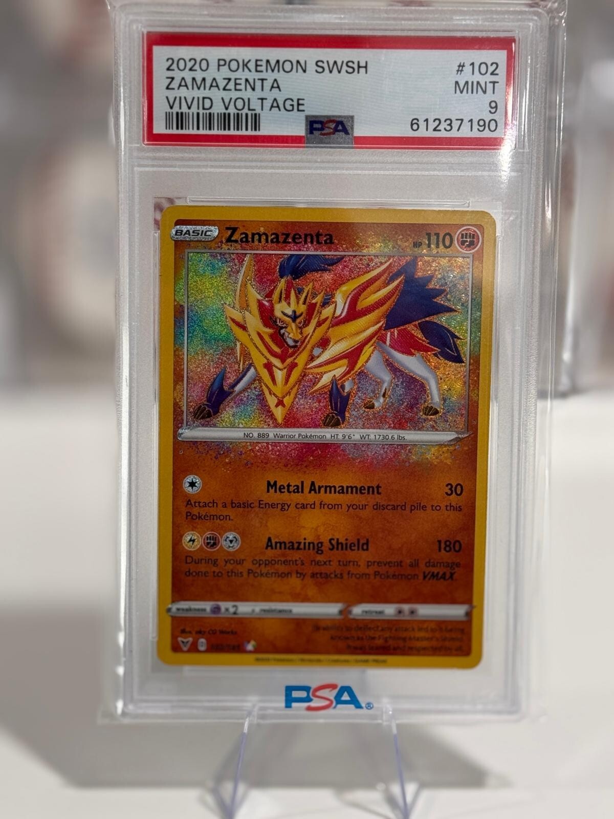 2020 Pokemon SWSH Vivid Voltage Zamazenta Holo Amazing Rare #102 PSA 9 🔥🔥🔥