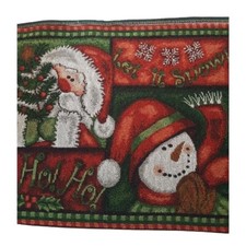 Christmas Vintage Table Runner Tapestry Santa Snowman Holiday 13 X 68