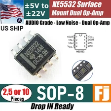 2,5 or 10 Pcs TI NE5532P Audio Grade Low Noise Dual Opamp | SOP-8 IC | US Ship