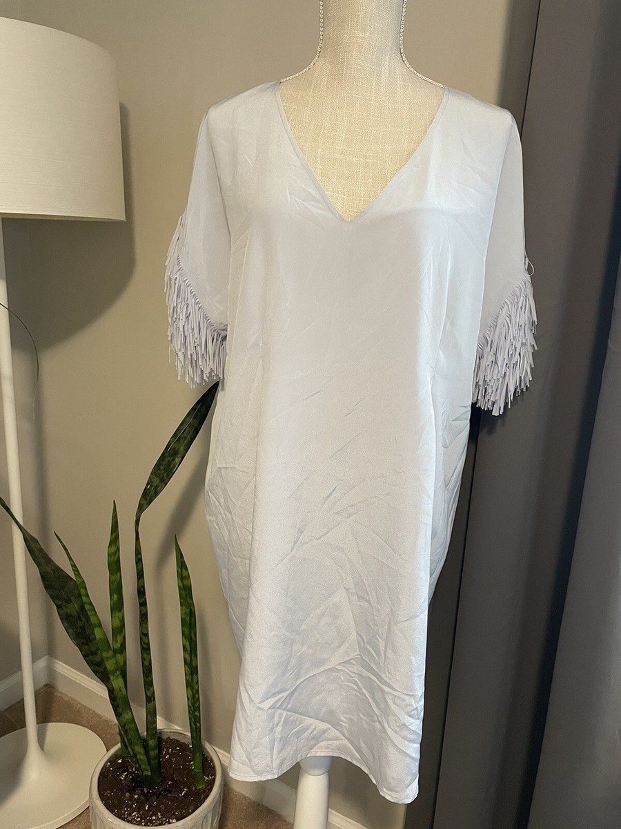 NEW! Marie Oliver Ariai Fringe Dress in Powder Blue Size Large