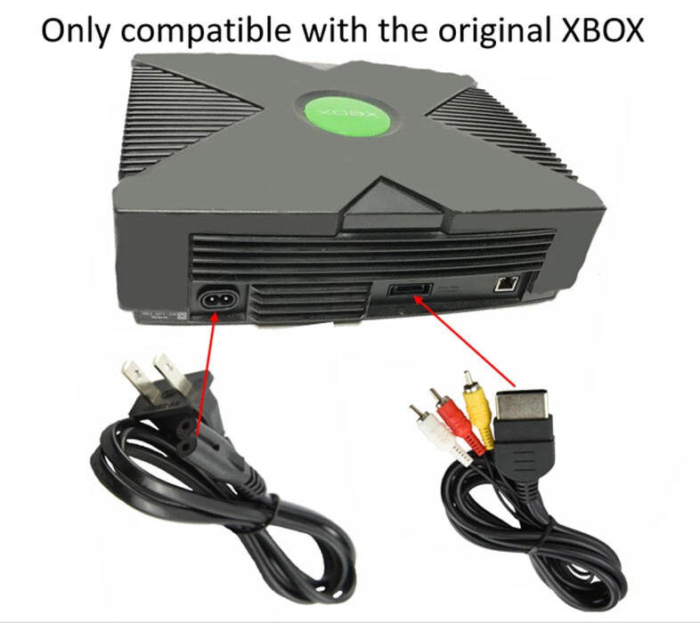Audio AV RCA+AC Cable Power Supply Adapter Cord For Original XBox Console Game - Image 4 of 4
