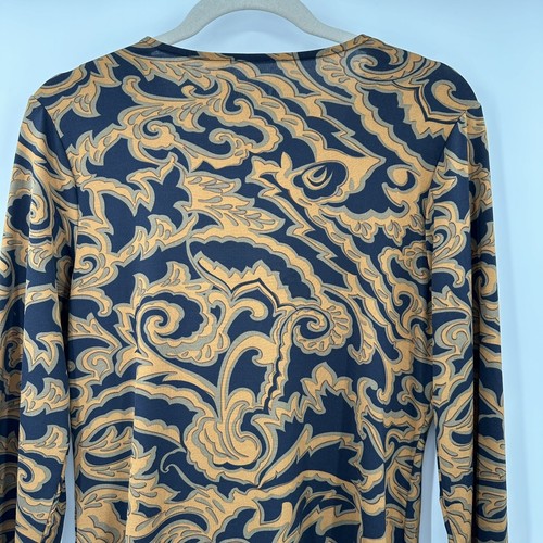 Soft Surroundings Beaded Neck 3/4 Sleeve Damask Tunic Top Blouse Size Small - Picture 6 of 7