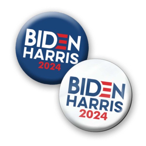 Joe Biden Kamala Harris 2024 2-PACK BUTTONS modern logo 2-1/4" Pins Design 8749 - Picture 3 of 5