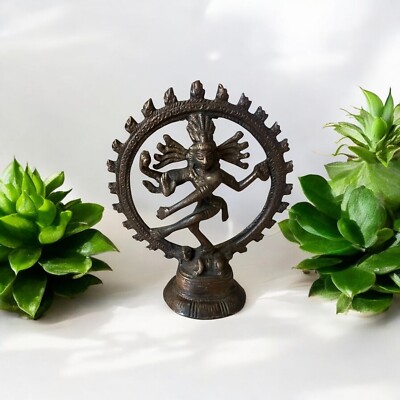 Vintage Brass Lord of Dance Shiva Nataraja Hindu Goddess 4'' tall