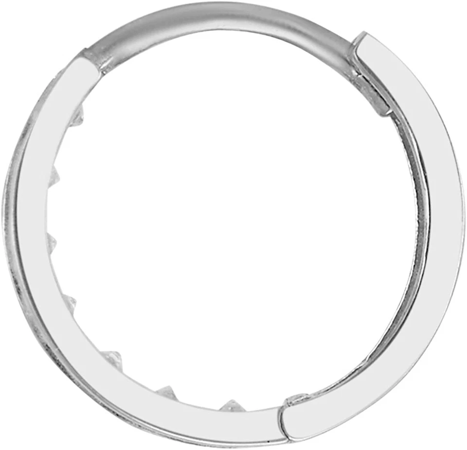 12mm Small Single Row Round Cut CZ Huggie Hoop Earrings Real 14K White Gold - Image 3 of 3