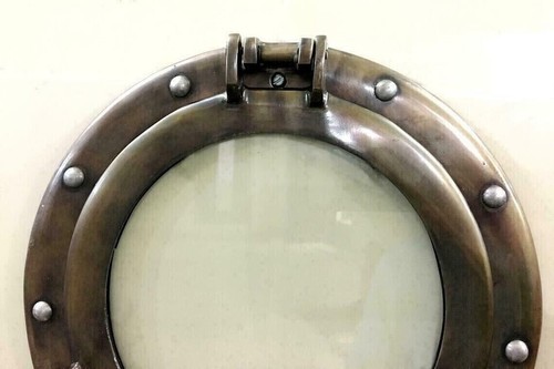Antique Nautical Porthole Mirror Brass Finish Cabin Wall British Royal Look - Picture 4 of 5