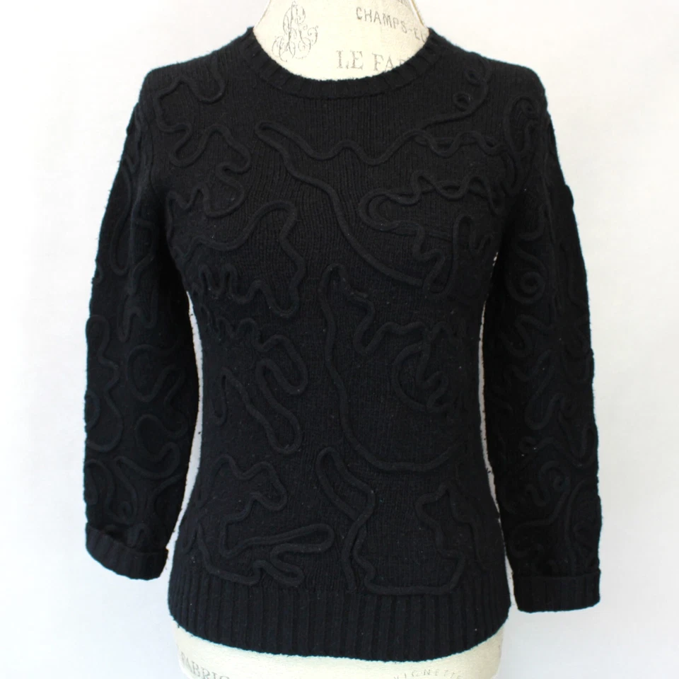 Ceremonia de Apertura Negro Vintage Y2K Supersoft Lana Cuello Redondo Suéter XS Foto 2 de 4
