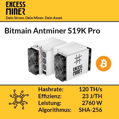 Bitmain Antminer S19K Pro 120 TH/s | NEU & OVP | 23J/TH | PV-Mining Saison Start