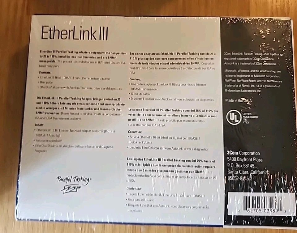 EtherLink III Parallel Tasking 16-Bit ISA 10BASE-T Network Adapter 3C509B TPO - Image 3 of 4