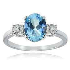 Sterling Silver Blue Topaz and Diamond Accent...