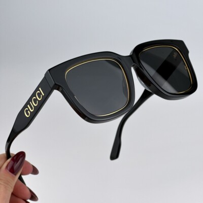 Gucci Women AUTHENTIC Sunglasses Black Gold Grey Square  display picture 1
