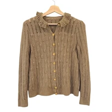 Vintage Wool Angora Blend Button Up Cardigan Small Lacy Collar Coquette Feminine