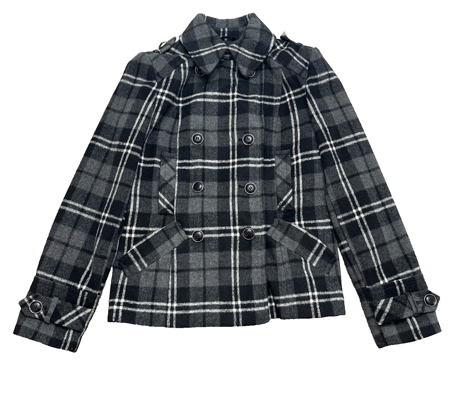 PINK PLAID Pea Coat abrigos, chaquetas y chalecos para Mujeres