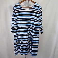 LANE BRYANT Long Sleeve Knitted Blue & Black Striped Dress Plus Size 26 NEW