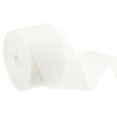 Ruban en toile de jute, 2 pouces de large 10 yards ruban filaire en toile de jute, blanc - Photo 1/4