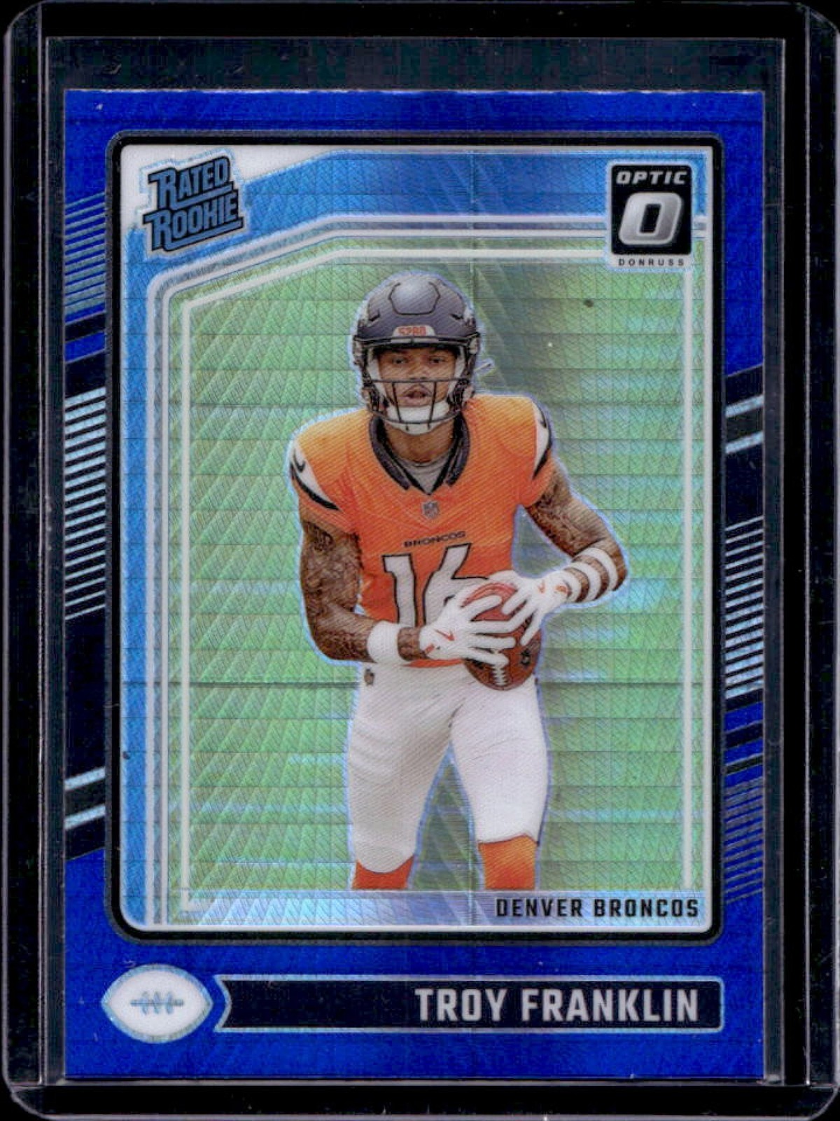 2024 Donruss Optic Troy Franklin Blue Hyper Rated #294 Broncos