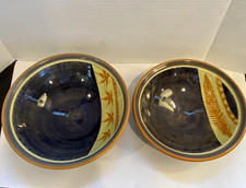 Studio Pottery Clay Bowls Set Of Two