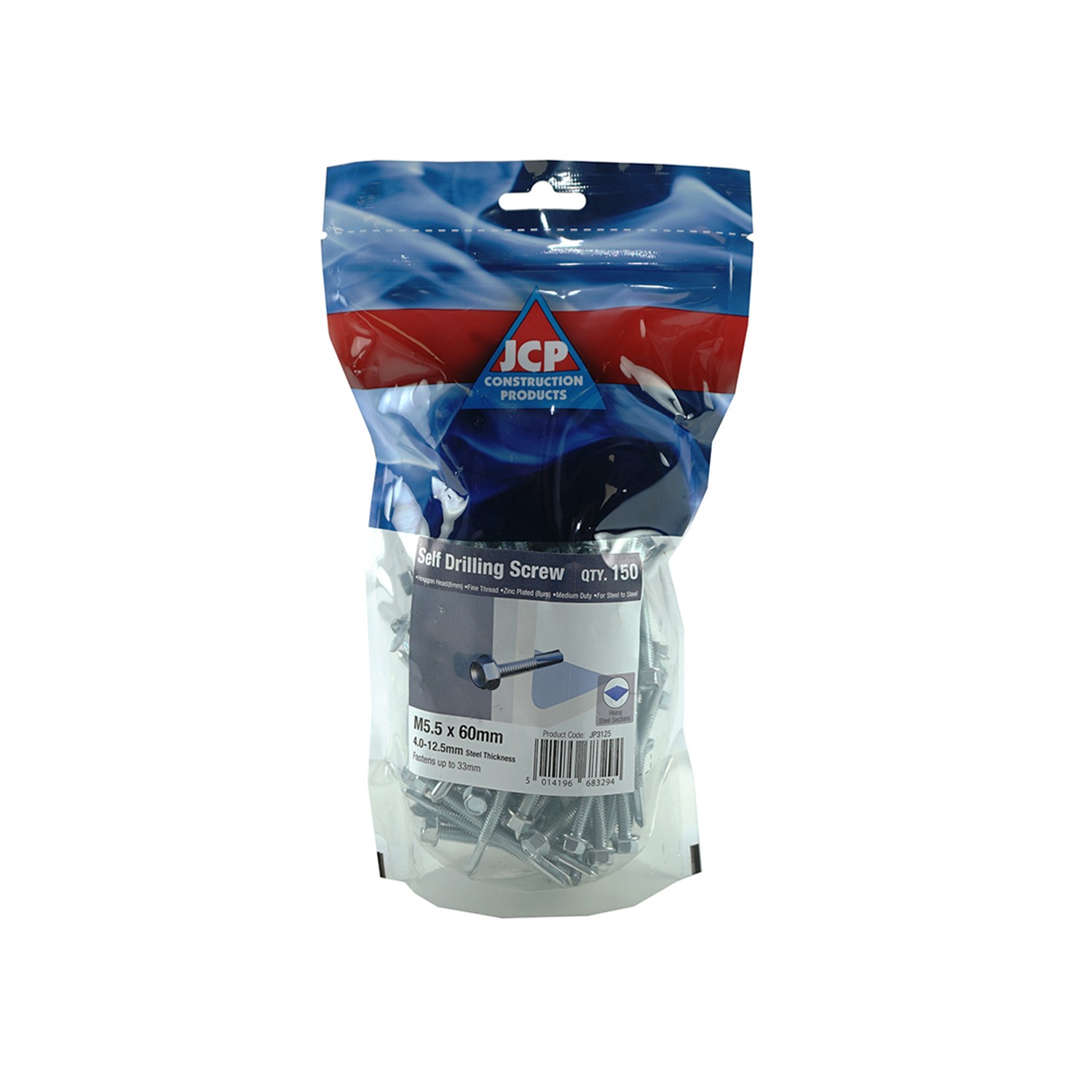 Jcp Fixings Metalfix Self-Drilling Screws 5.5 x 80mm - Bag of 150 -