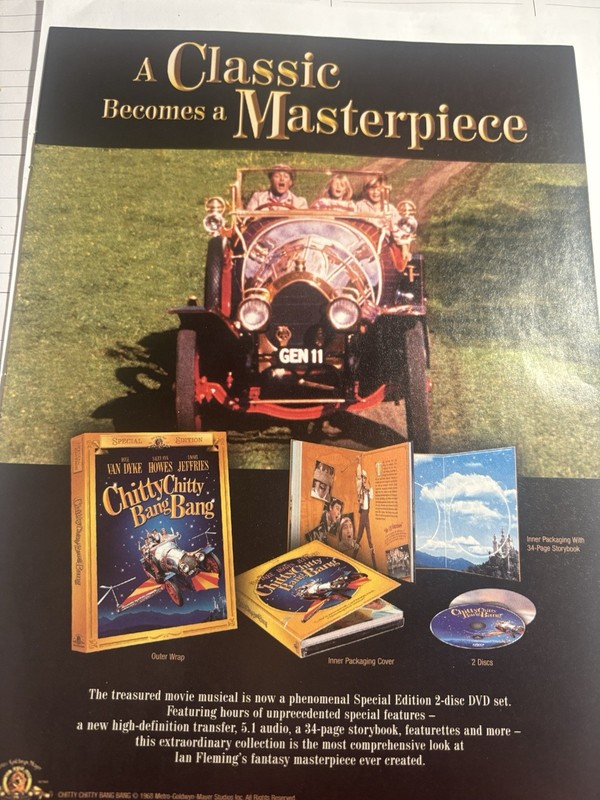 2003 Vintage Print Ad Chitty Chitty Bang Bang On DVD Dick Van Dyke 8 X 11